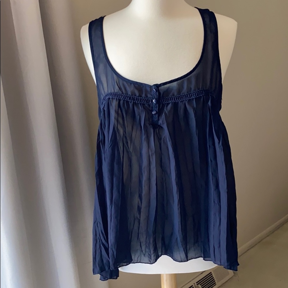 Aeropostale navy see through sleeveless blouse.
